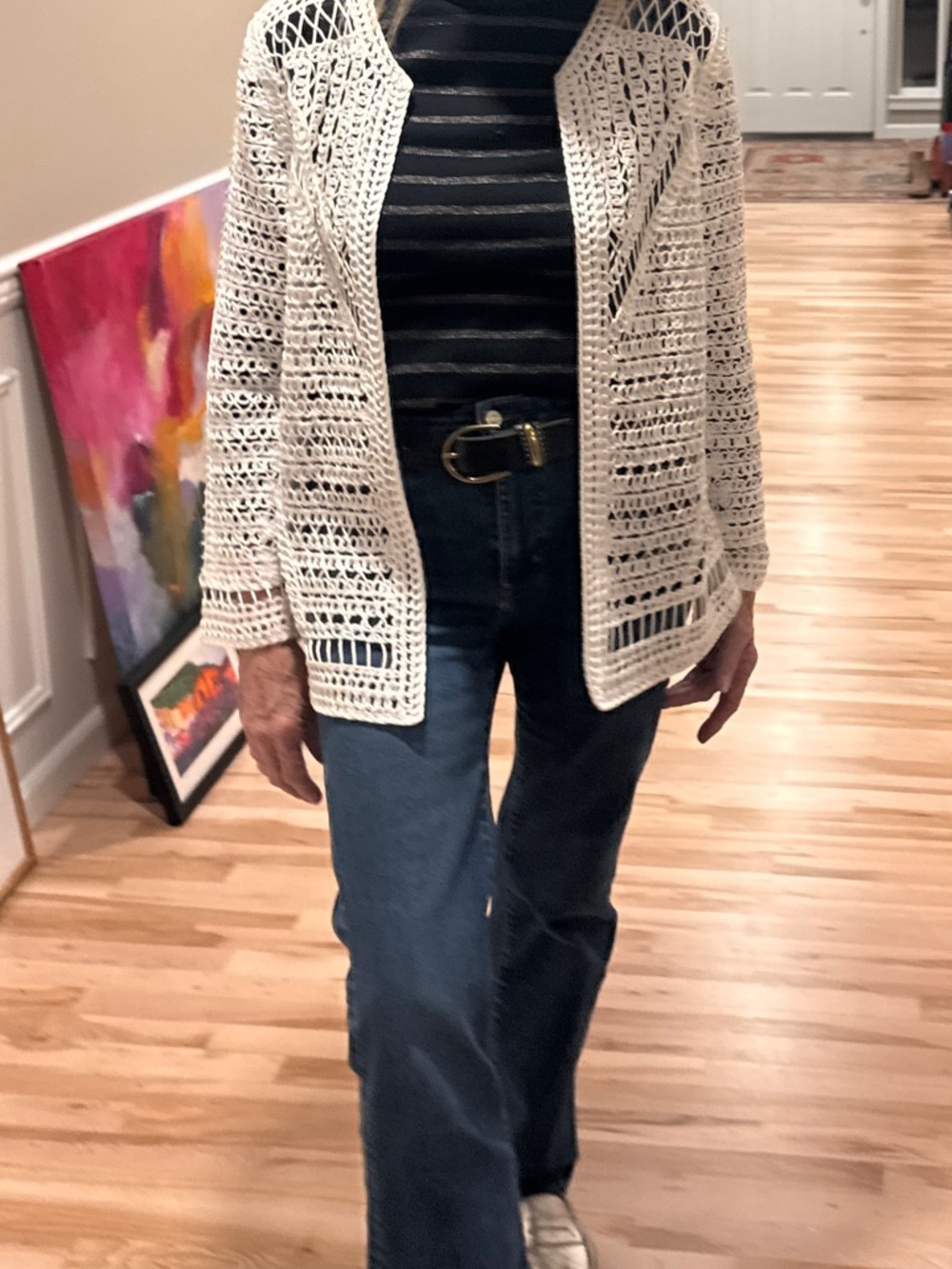 Open Crochet Cardigan - Cream